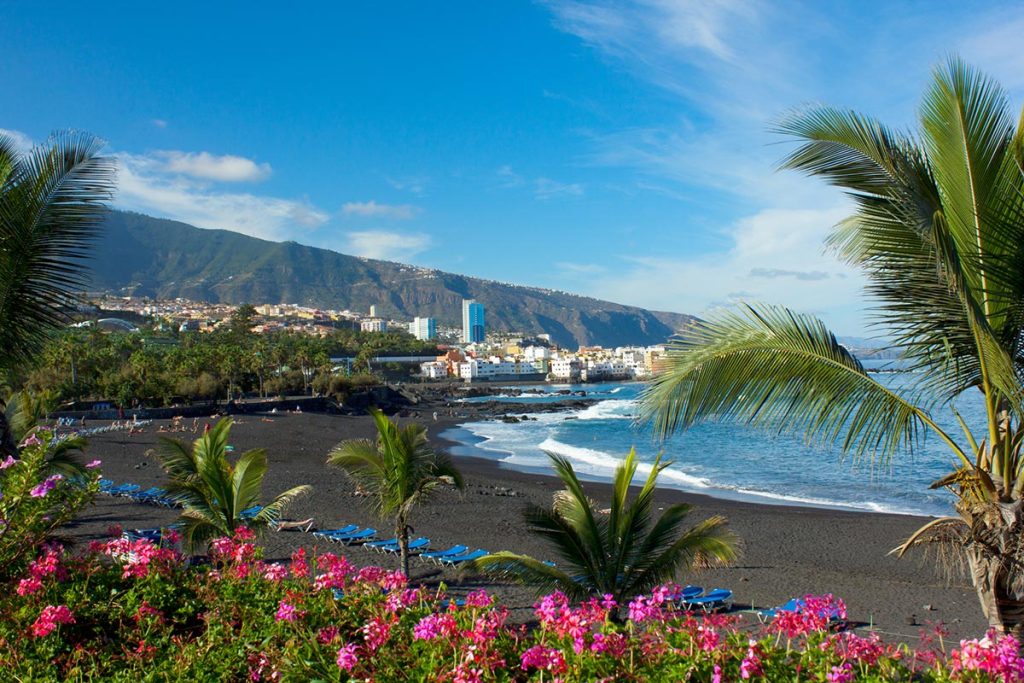 Beautiful Tenerife weather at a beach.